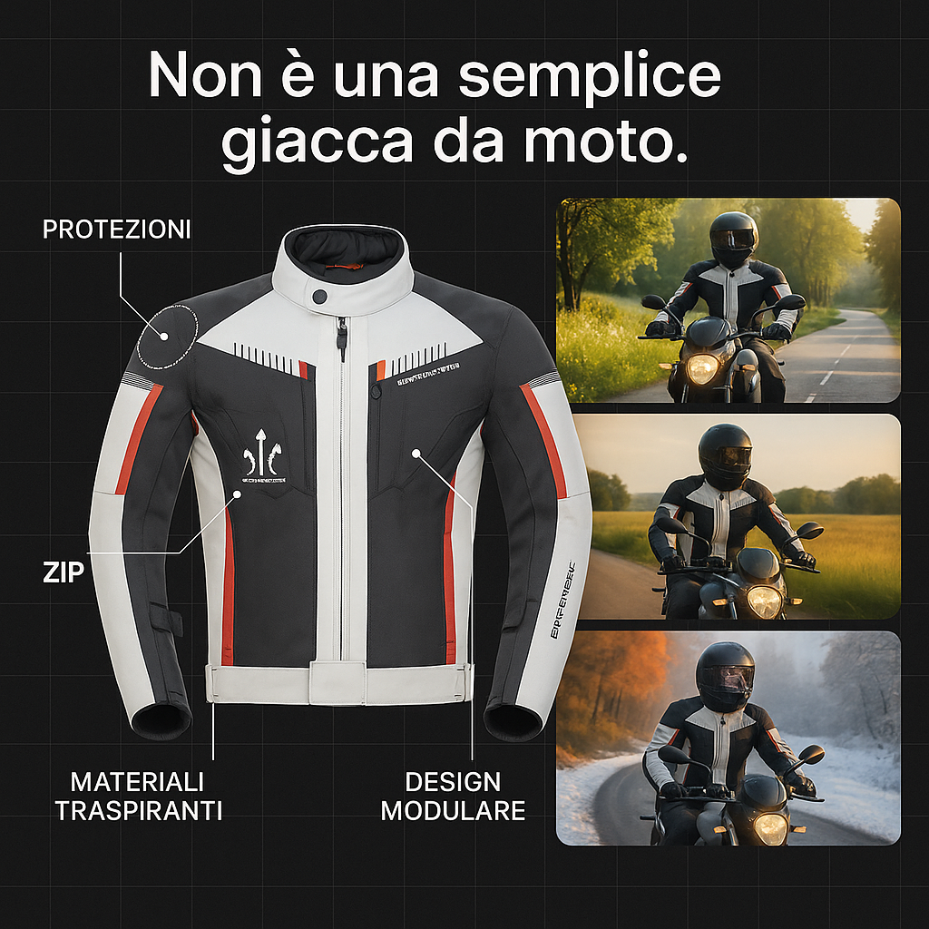Giacca Moto Modulare 4 Stagioni 3 in 1 – Protezione CE