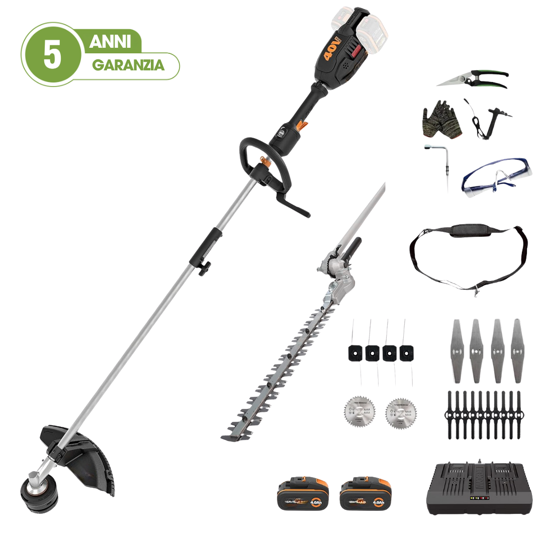 40V Decespugliatore - Tagliaerba - Tagliasiepi Elettrico con 4 tipi di lame + Accessori omaggio