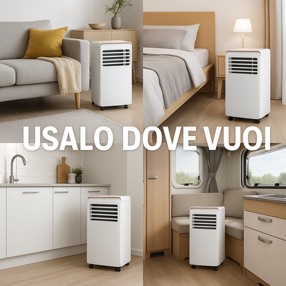 CONDIZIONATORE PORTATILE 5 IN 1 SENZA TUBI - 9000BTU